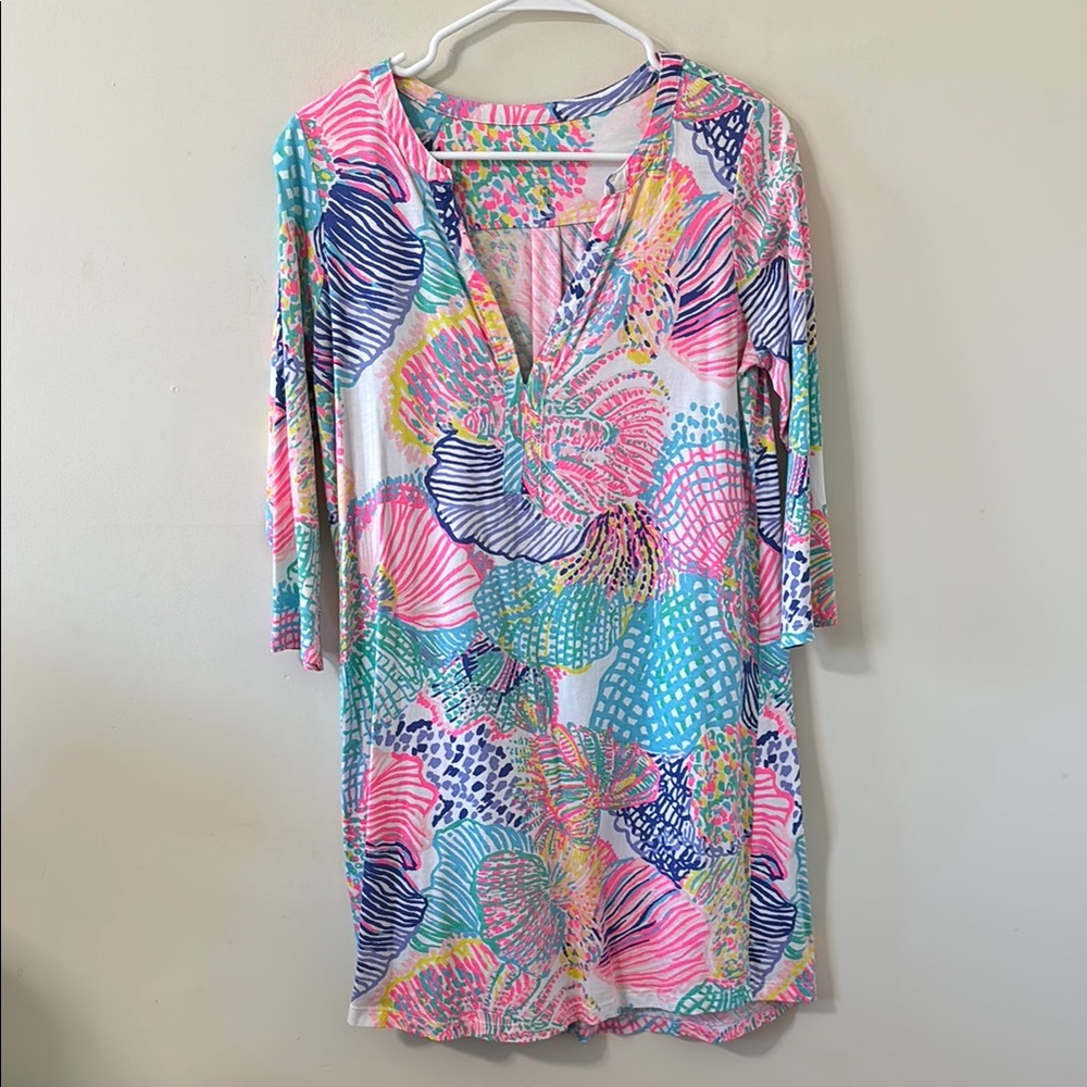 Lilly Pulitzer Ali Dress Roar of the Seas 3/4 Sleeve Casual Dress Size Medium - Picture 2 of 9